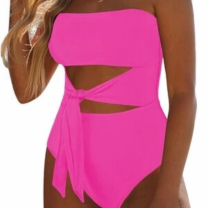 Amazon Women's Pink Cut-Out One Piece Swimsuit